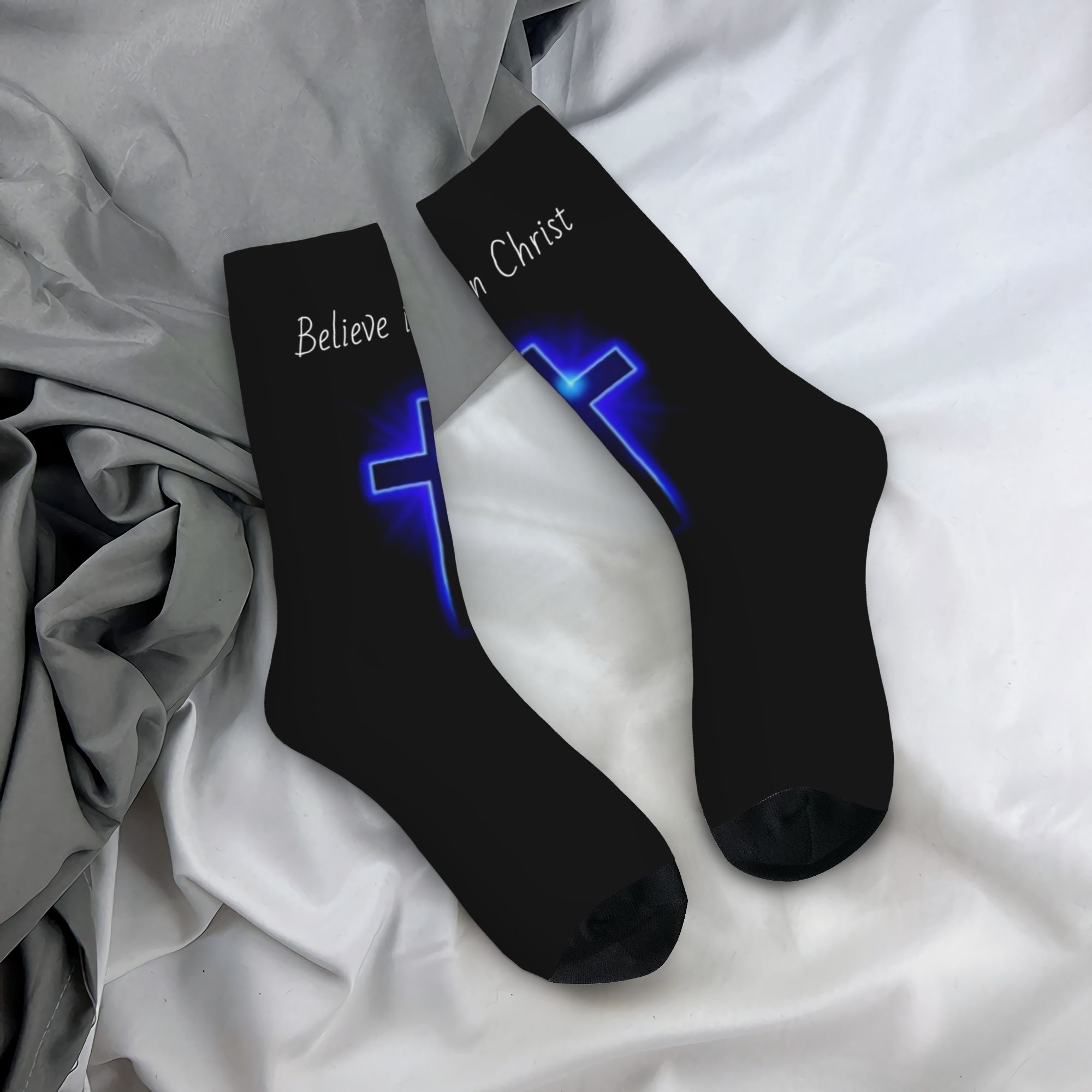 3D Printing Custom - Chaussettes personnalisées « Believe Jesus Christ